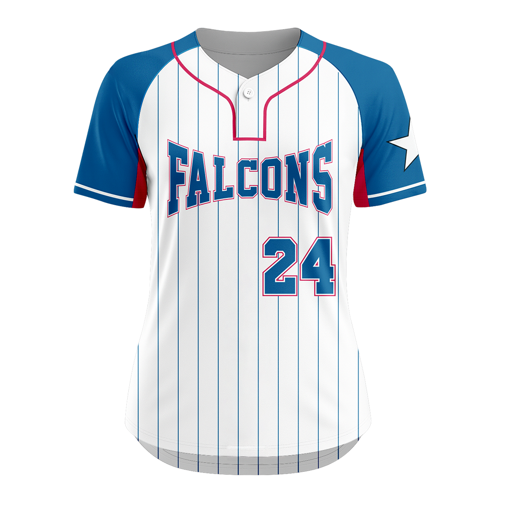 Baseball jersey with 'Falcons' and number '24' on a white background