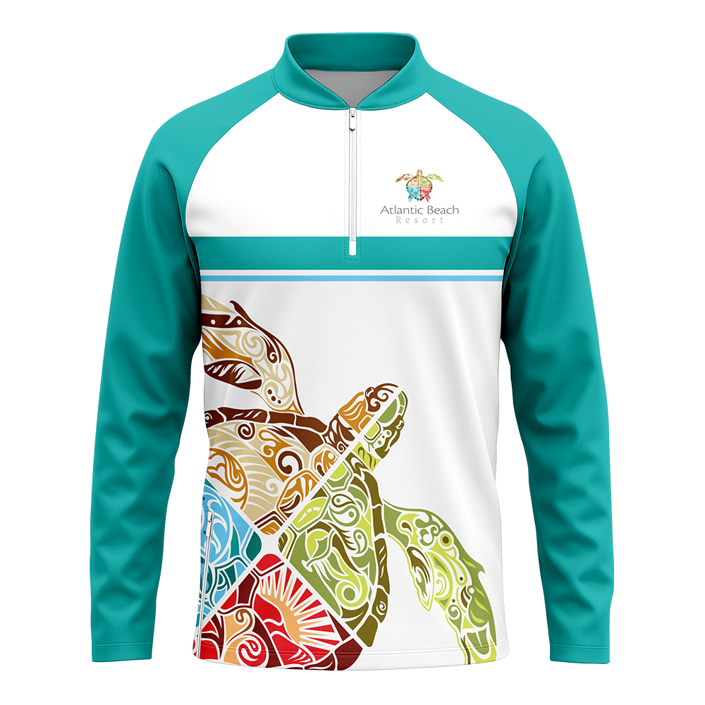 Long-sleeve shirt with a colorful sea turtle design