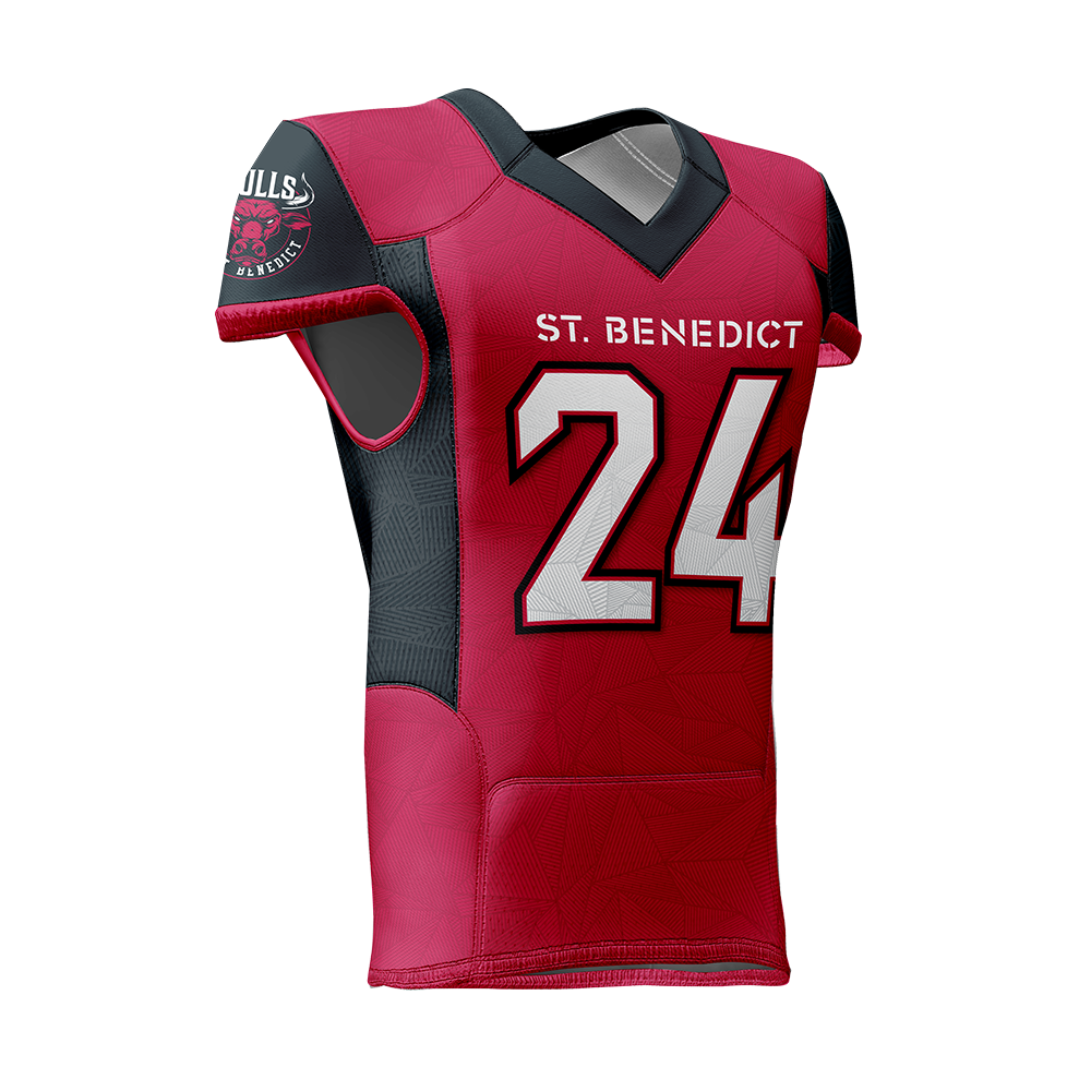 Red football jersey with 'St. Benedict' and number '24' on a white background