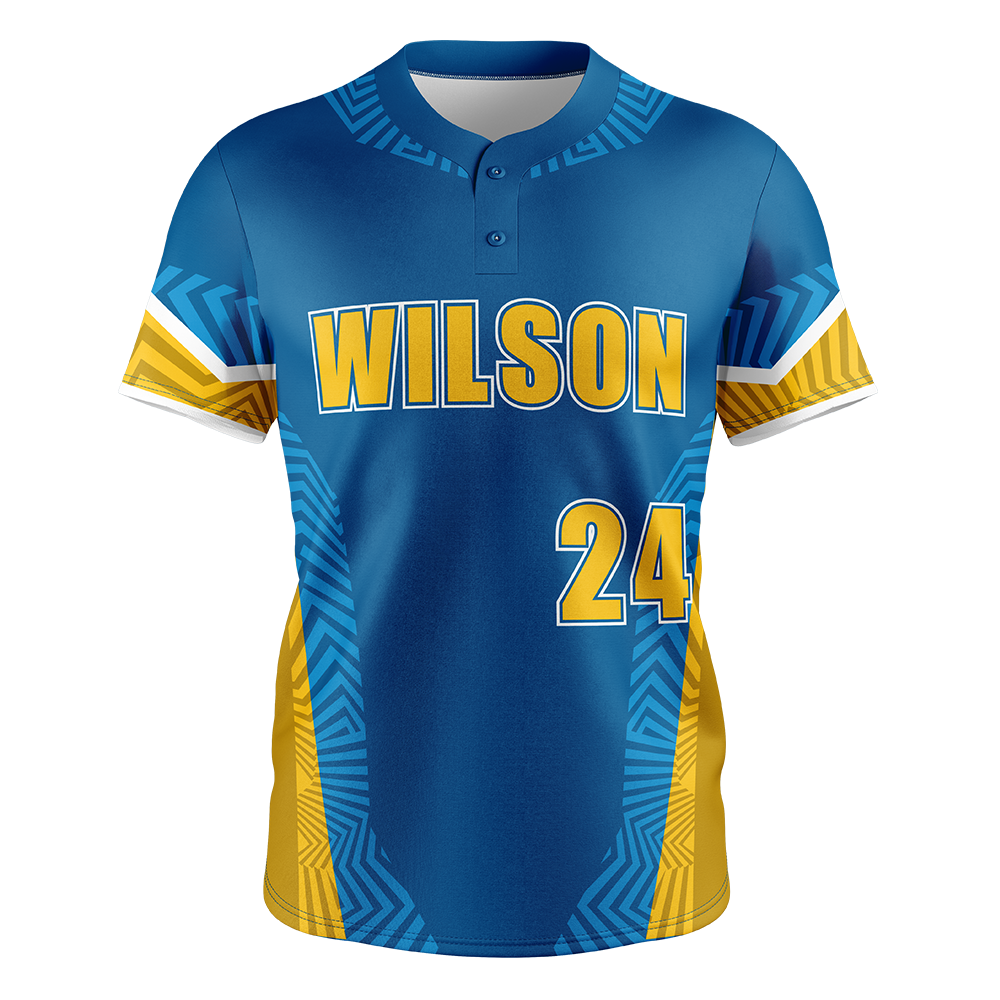 Blue and yellow sports jersey with 'Wilson' and number '24'