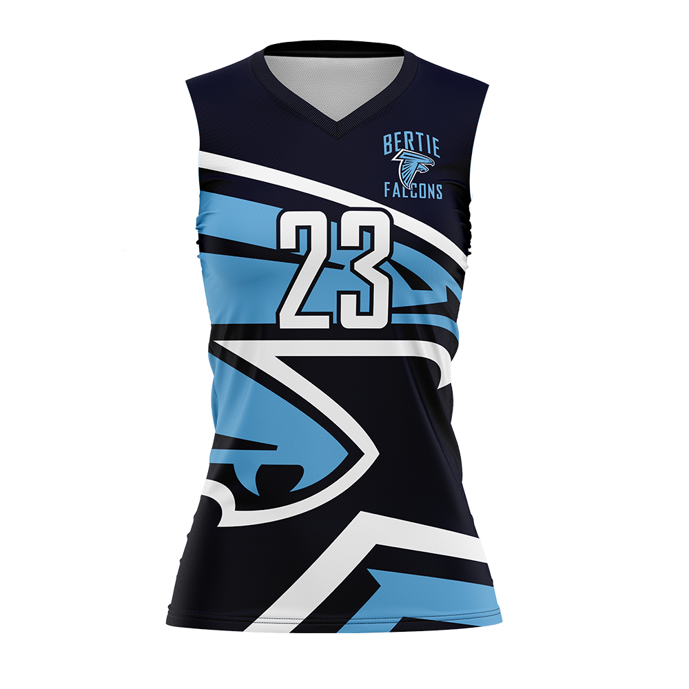 Volleyball jersey with number 23 and 'Bertie Falcons' text on a white background