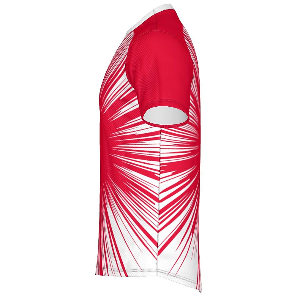 Red shirt with starburst design on a white background