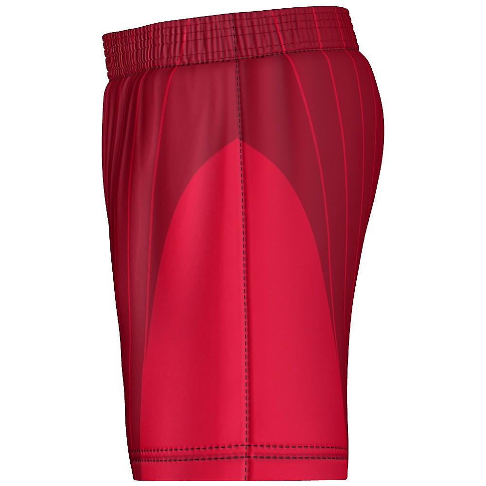Red shorts with pinstripe design on a white background