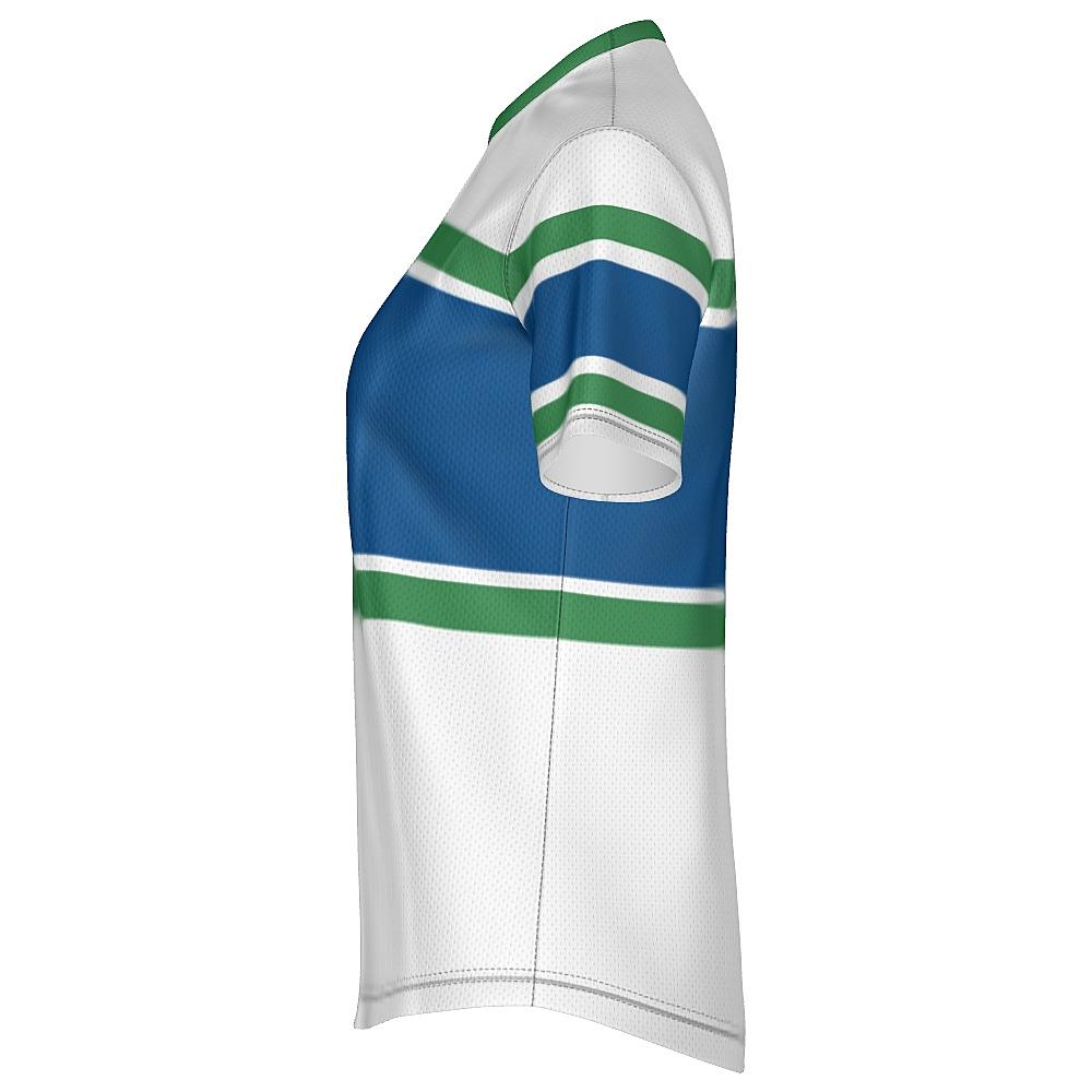 White, blue and green shirt on a white background