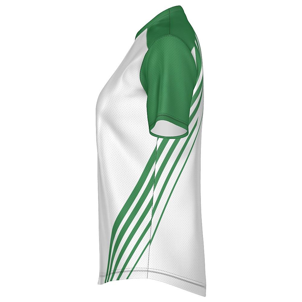 White shirt with green accents on a white background