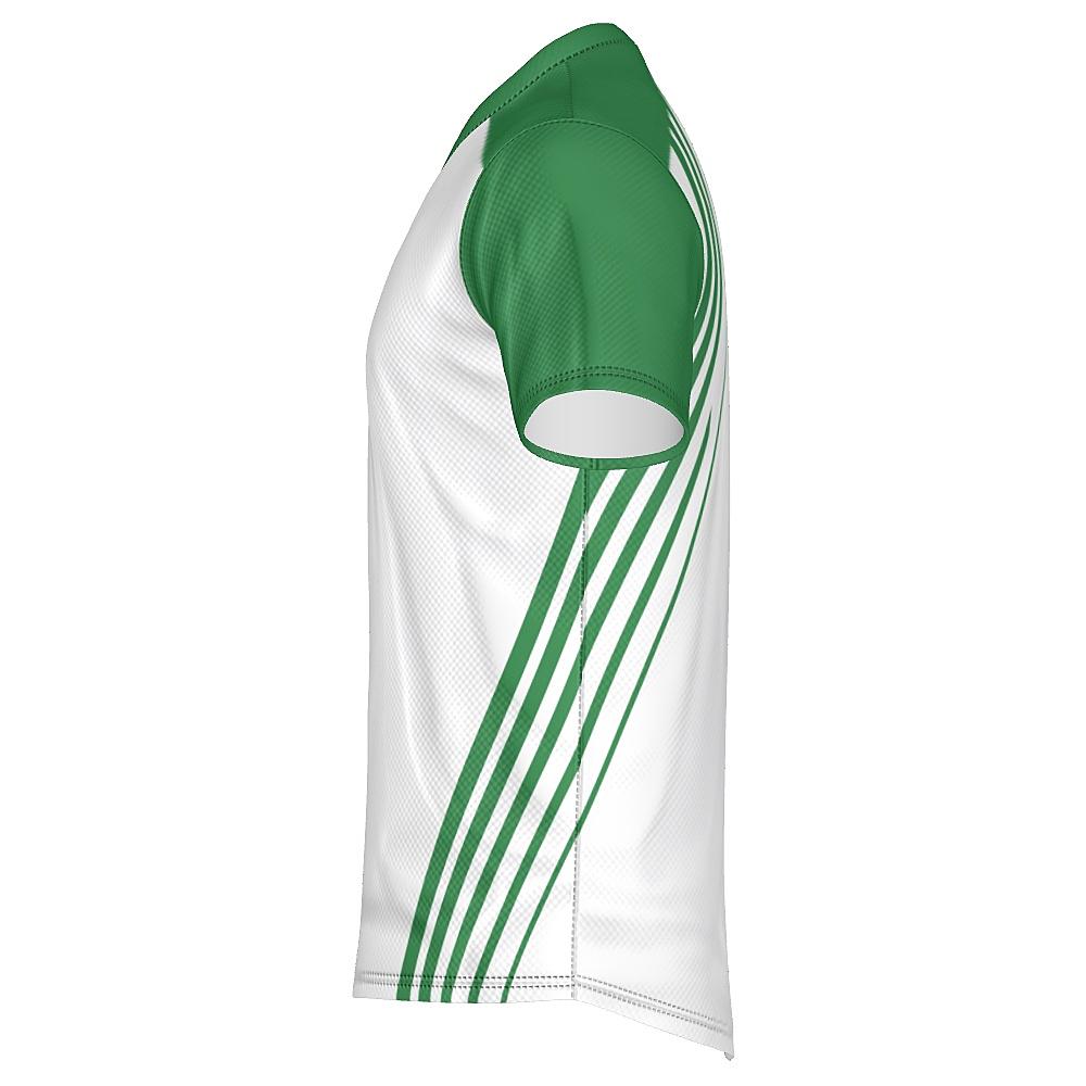 White shirt with green accents on a white background
