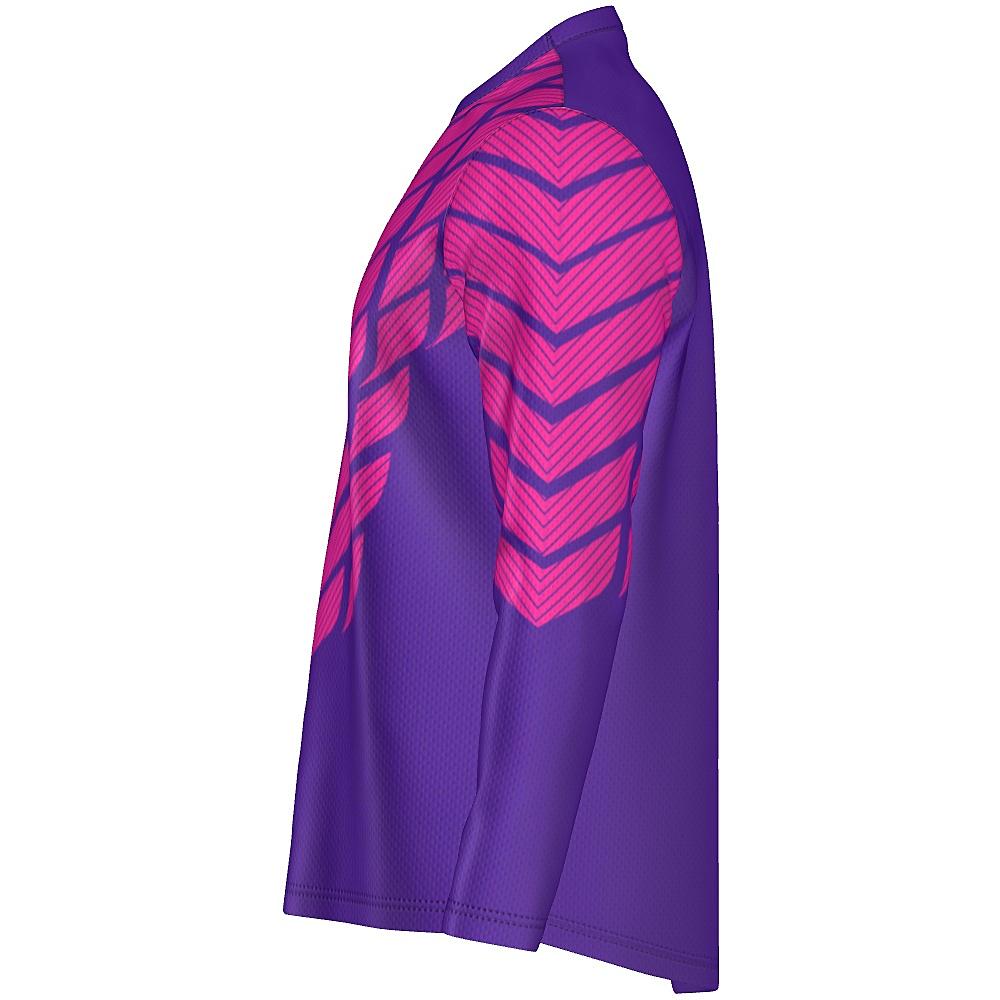Pink and purple long-sleeve shirt with striped design on a white background