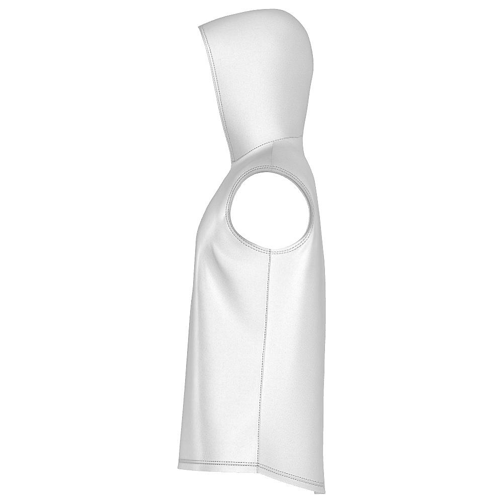 White sleeveless hoodie with blue argyle design on a white background