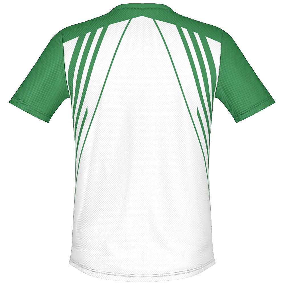 White shirt with green accents on a white background