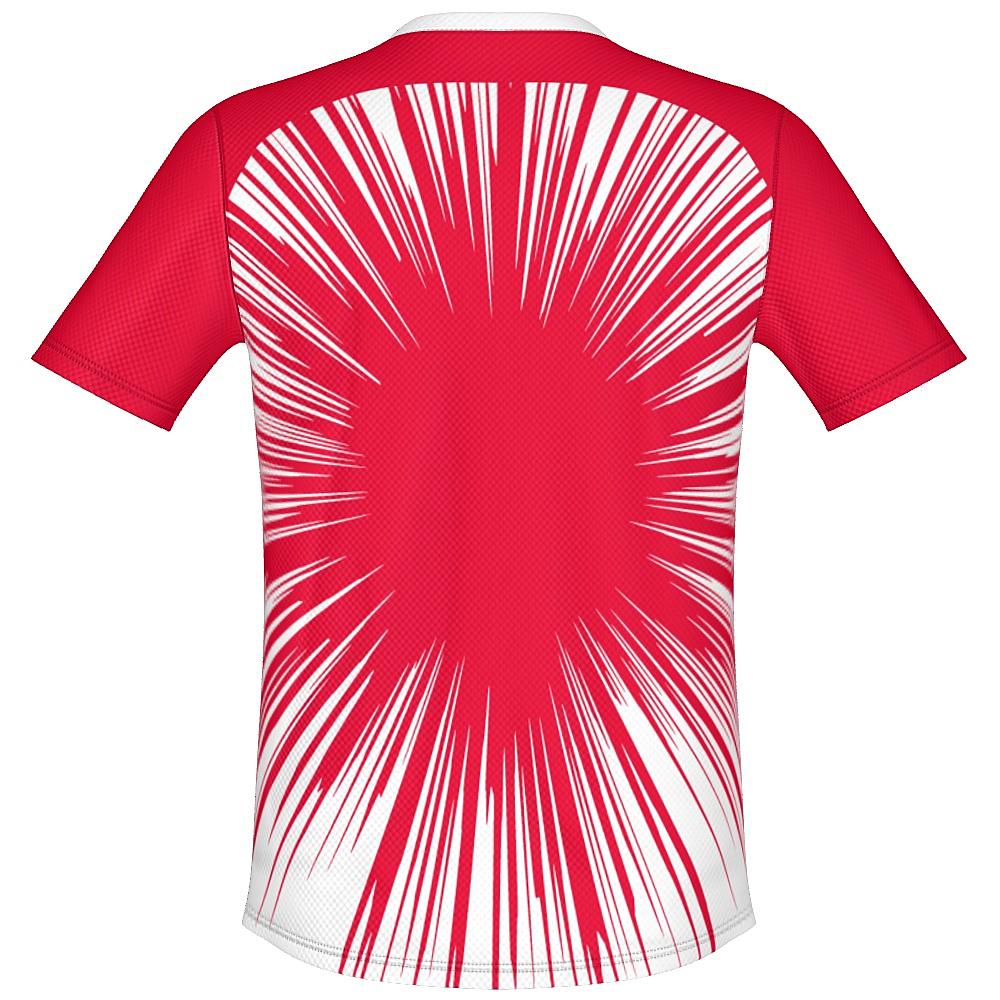 Red shirt with starburst design on a white background