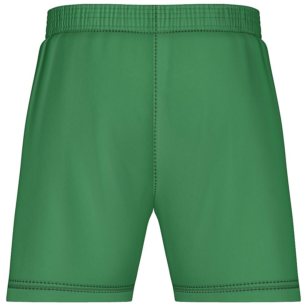 Green shorts with white accents on a white background