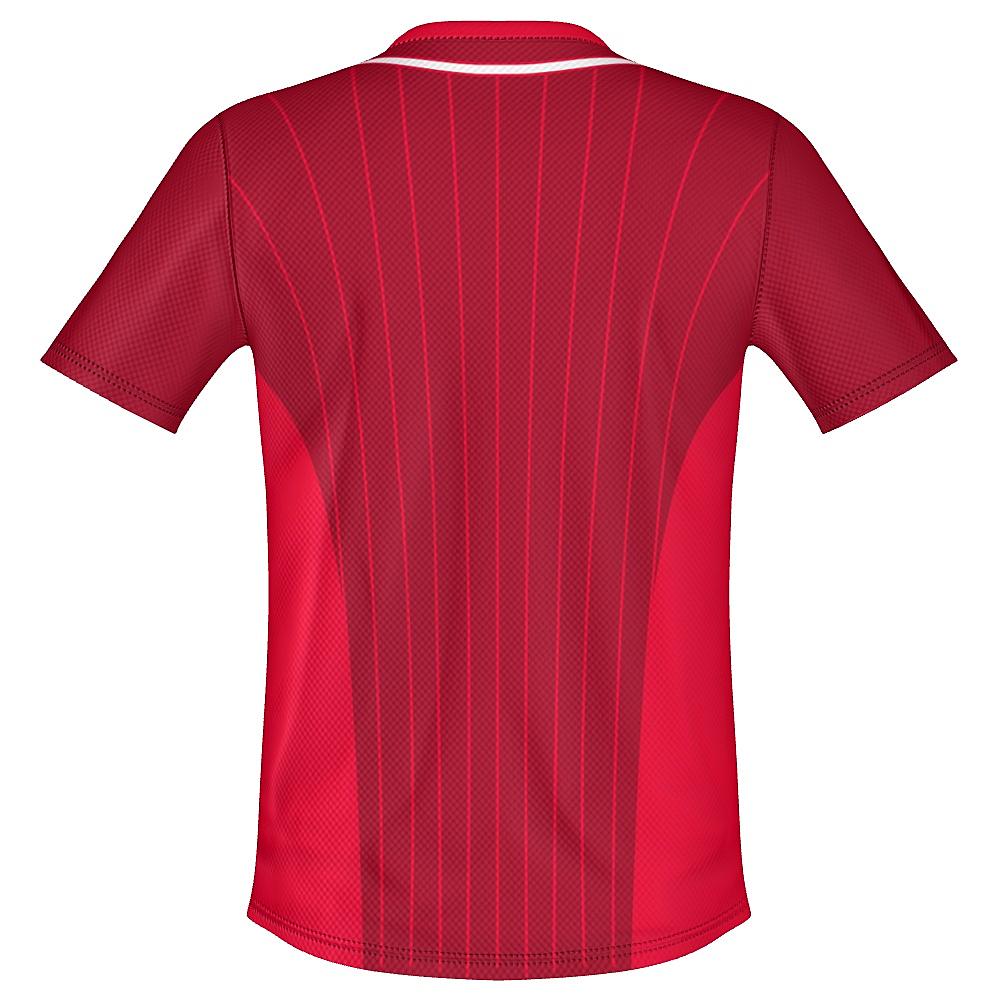 Red shirt with pinstripe design on a white background