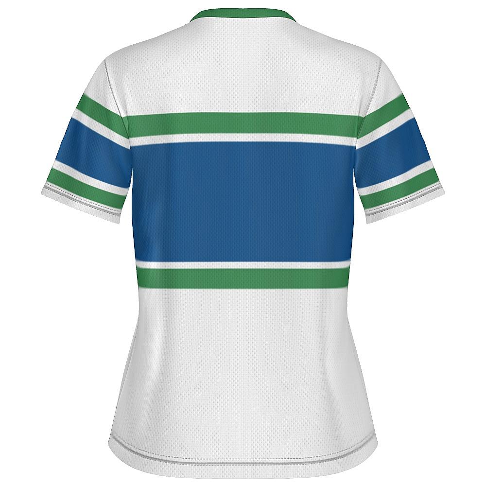 White, blue and green shirt on a white background