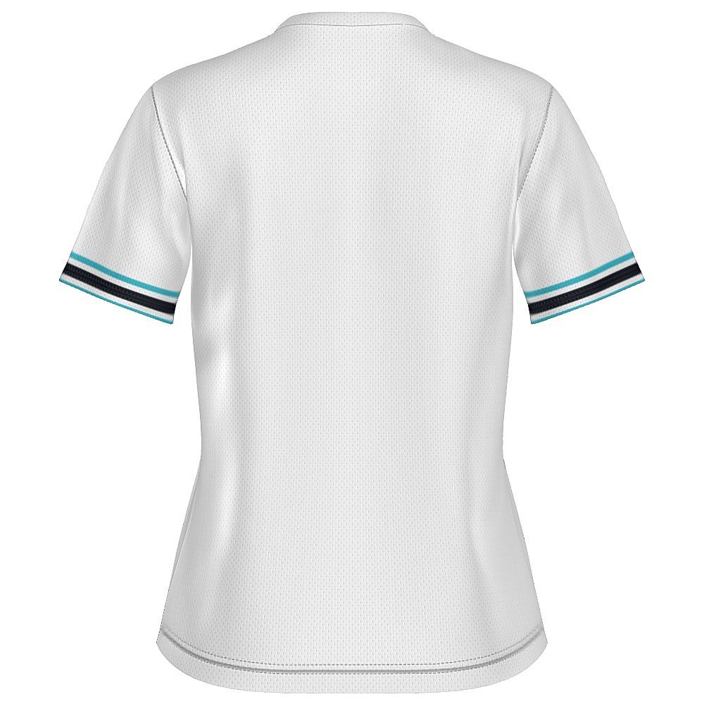 White shirt with blue argyle design on a white background