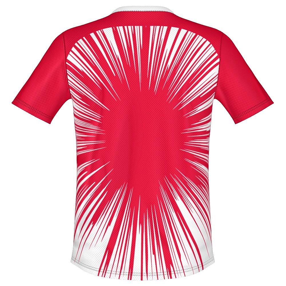 Red shirt with starburst design on a white background