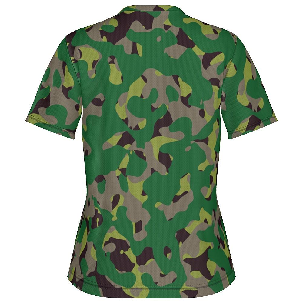Shirt with green camouflage design on a white background