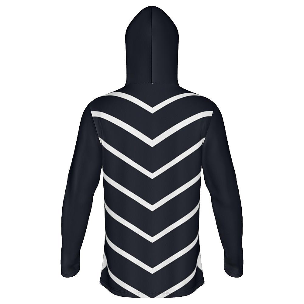 Black hoodie with white chevrons on a white background