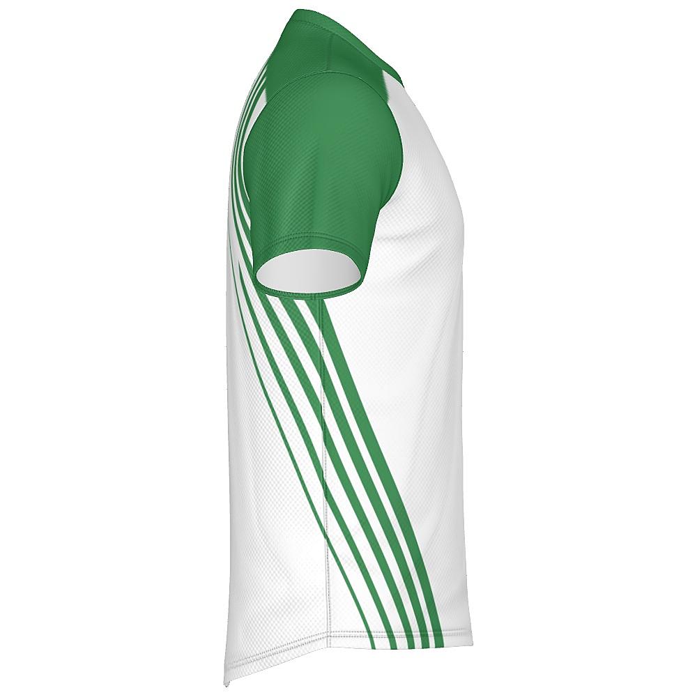 White shirt with green accents on a white background