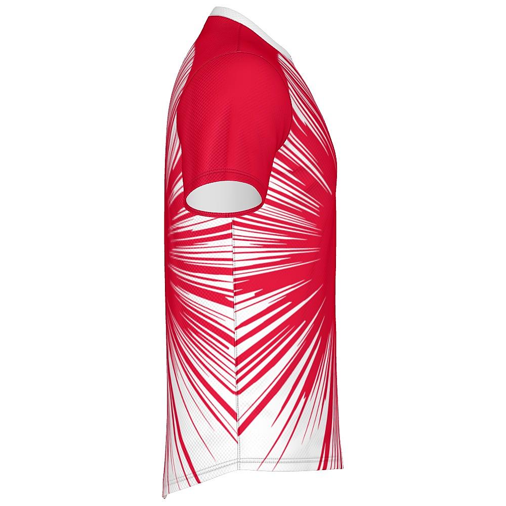 Red shirt with starburst design on a white background