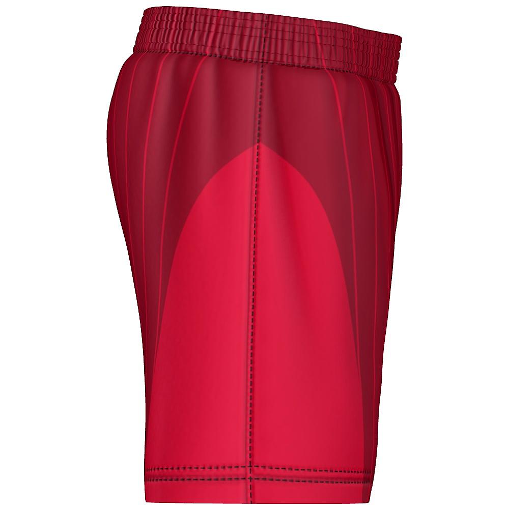 Red shorts with pinstripe design on a white background