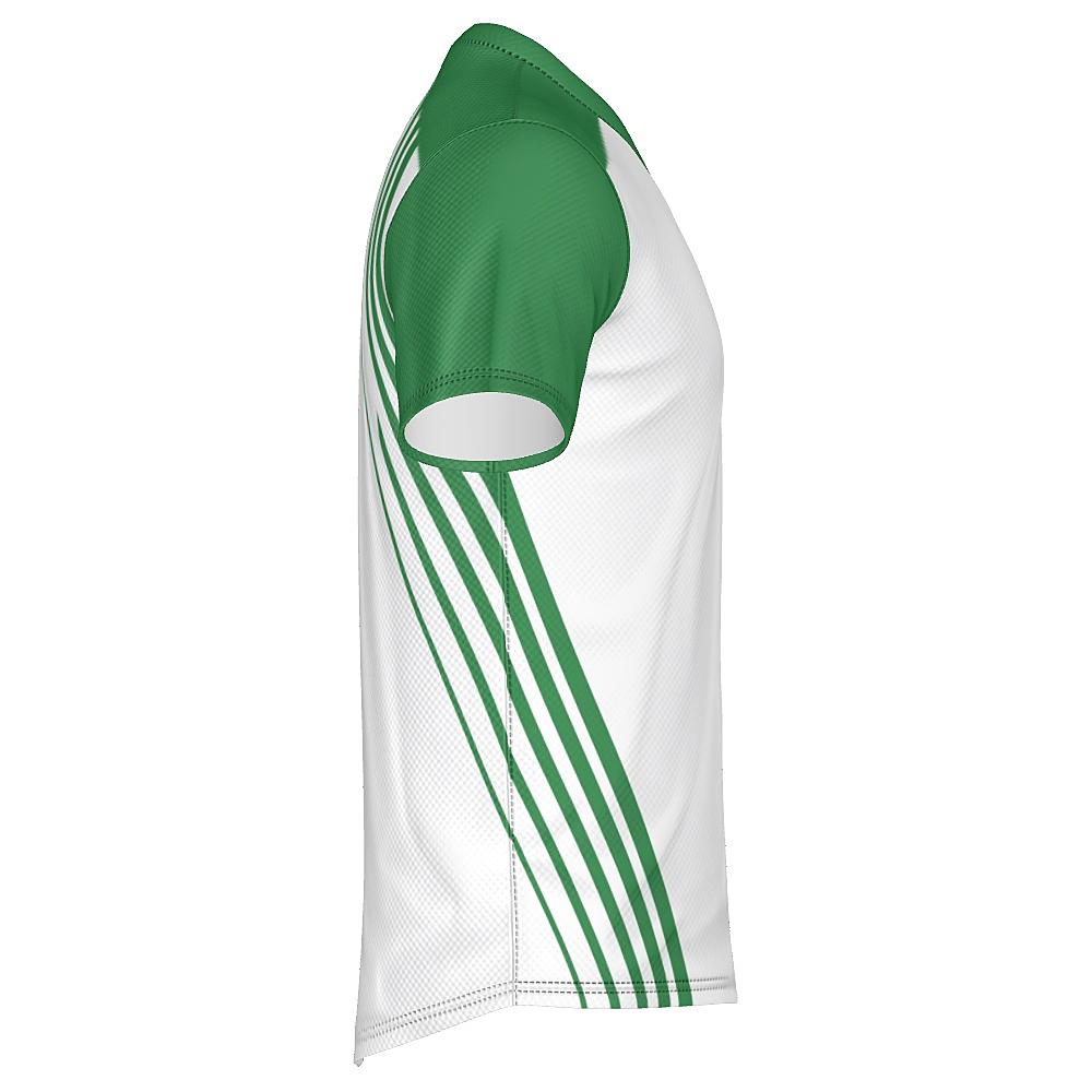 White shirt with green accents on a white background
