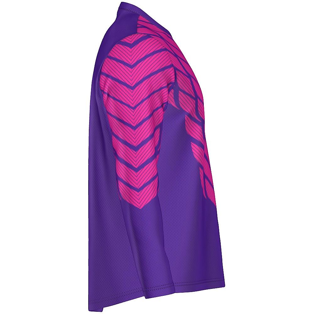 Pink and purple long-sleeve shirt with striped design on a white background