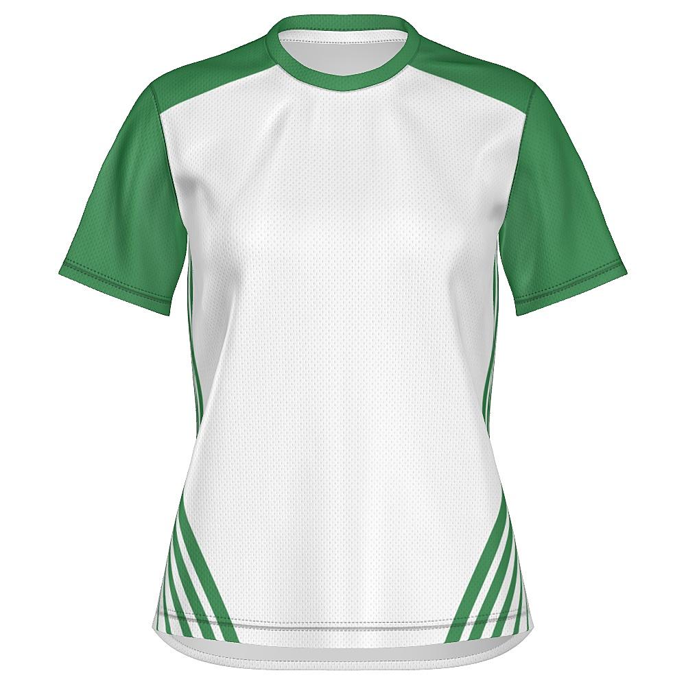White shirt with green accents on a white background