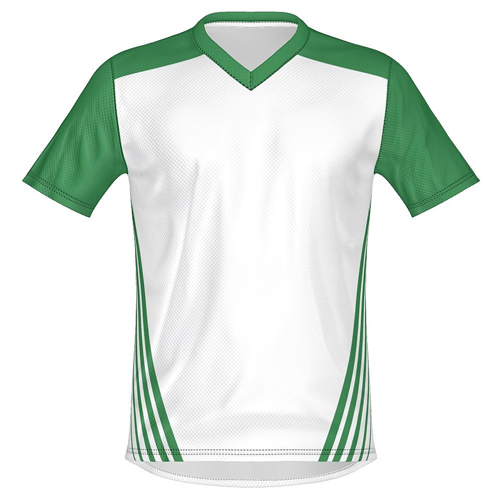White shirt with green accents on a white background