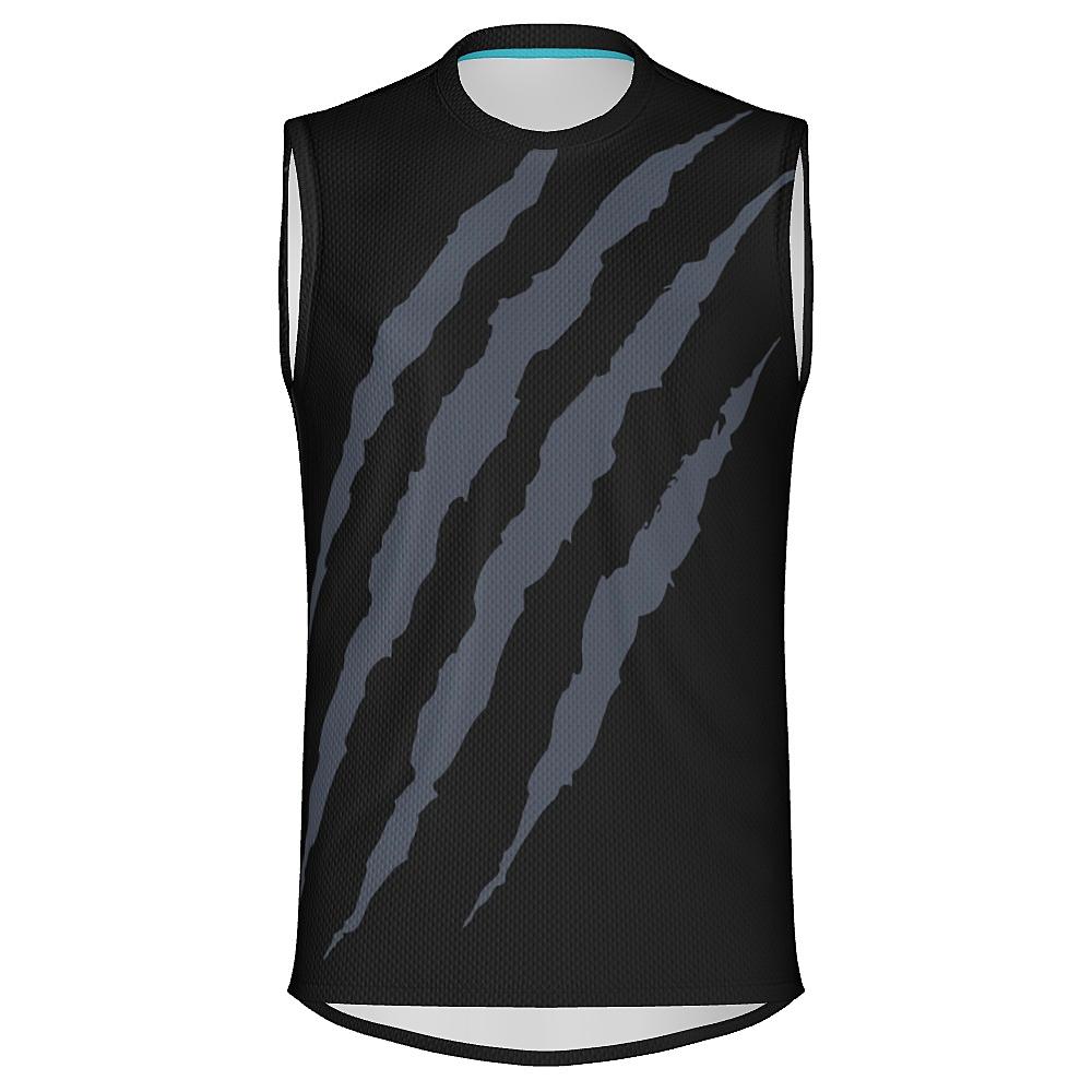 Black sleeveless shirt with grey claw-mark design on a white background
