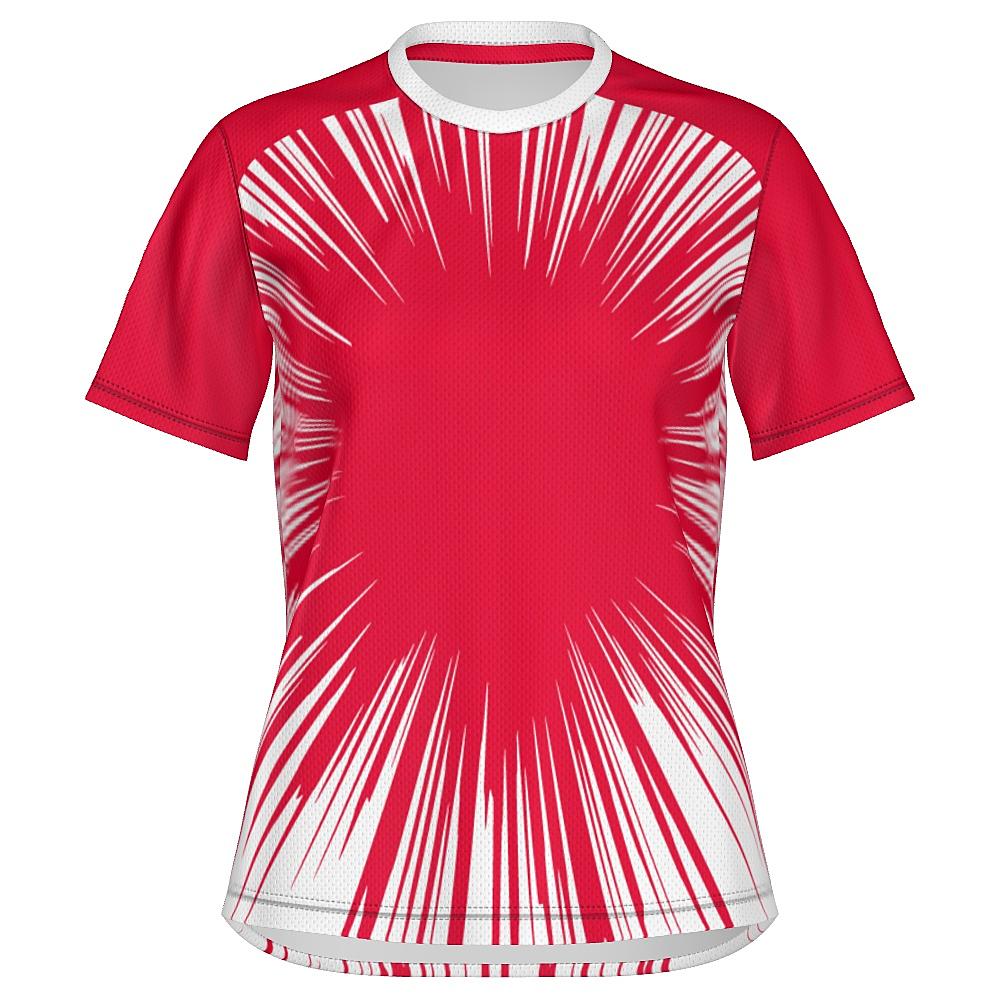Red shirt with starburst design on a white background