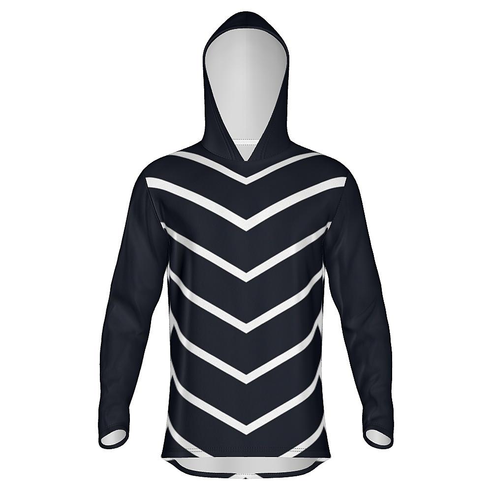 Black hoodie with white chevrons on a white background
