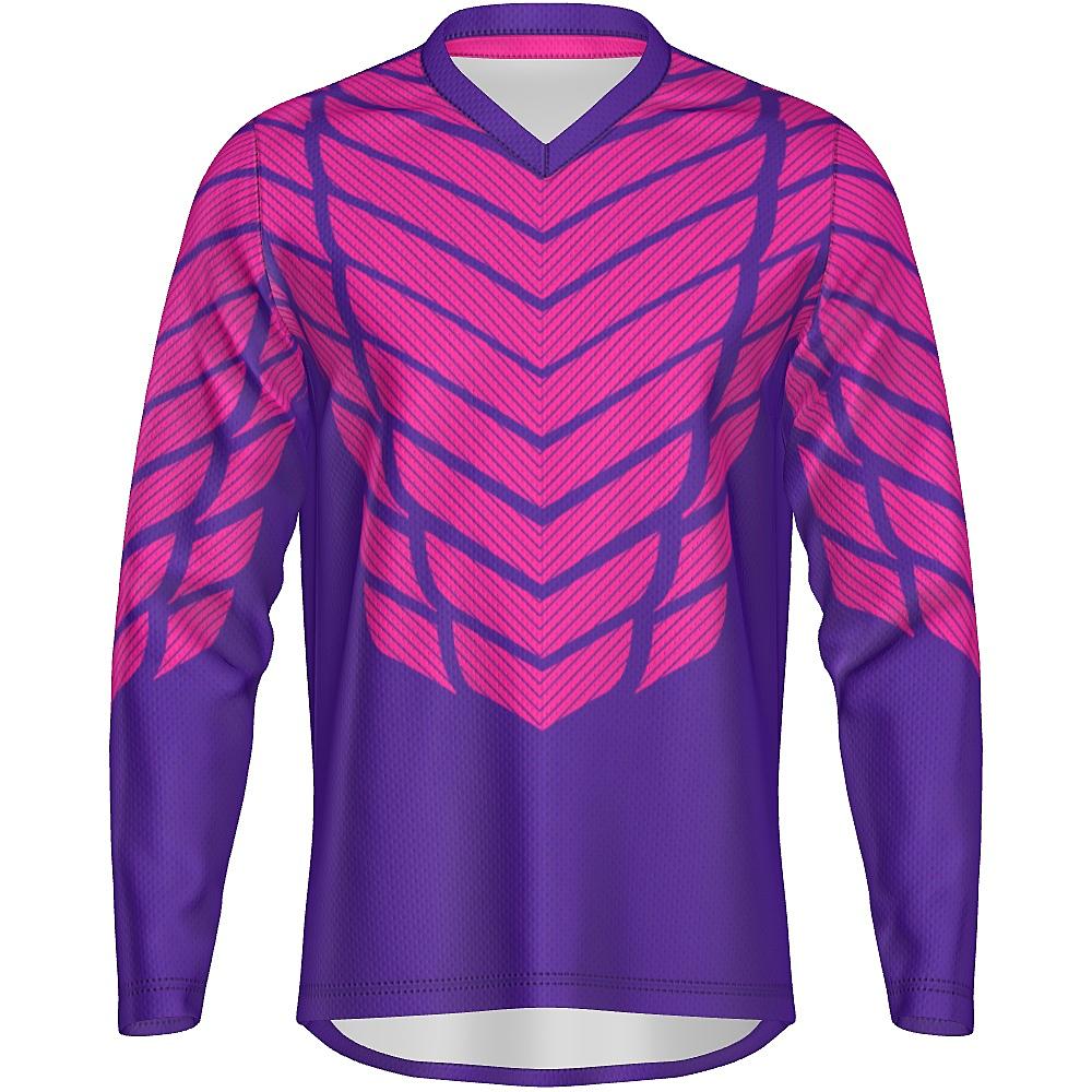 Pink and purple long-sleeve shirt with striped design on a white background
