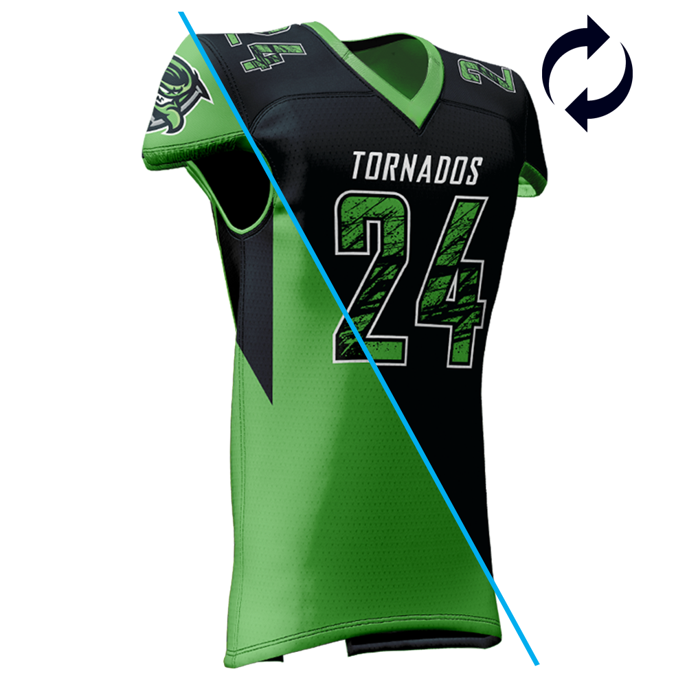 Green and black sports jersey with number 24 and 'TORNADOS' text on a white background
