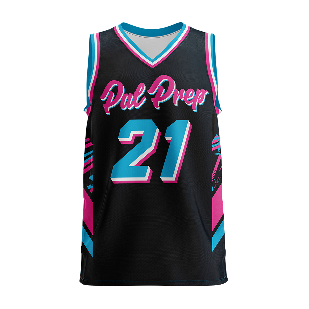 Black basketball jersey with 'Pal Prep' and number '21' on a white background