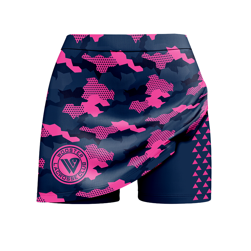 Navy and pink patterned skort with a visible brand logo on a white background