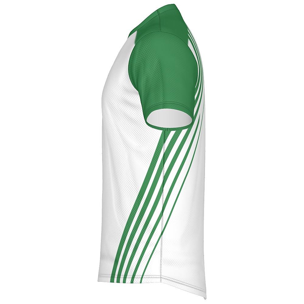 White shirt with green accents on a white background