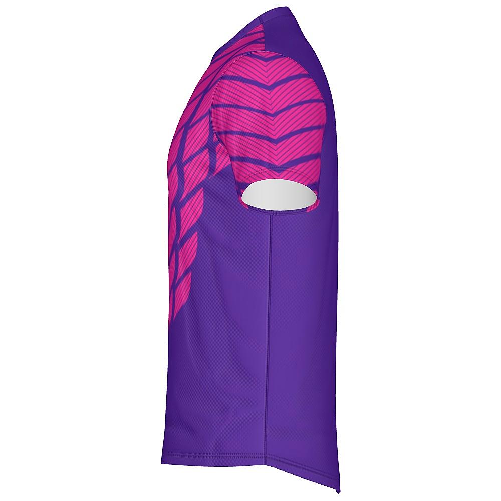 Pink and purple shirt with striped design on a white background