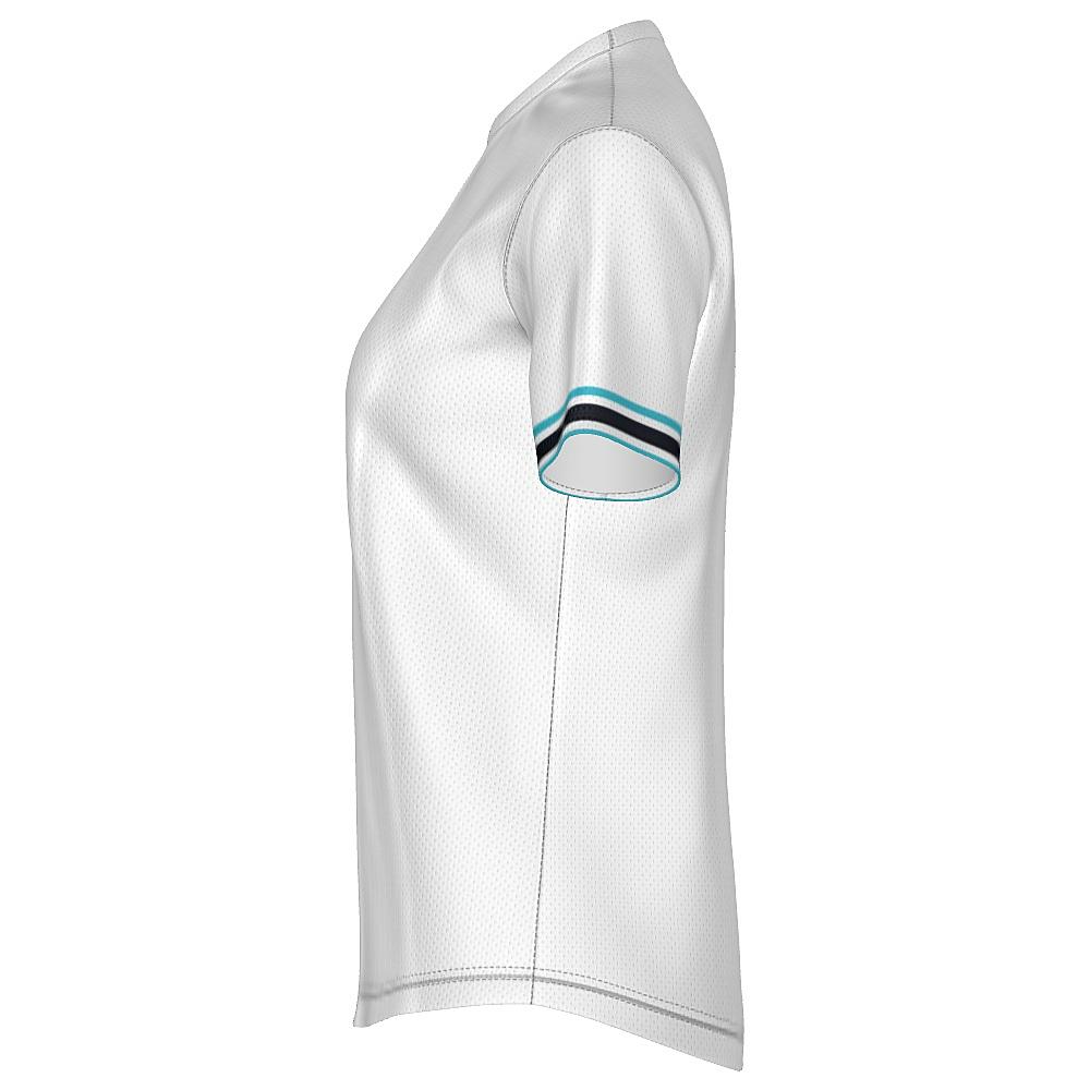 White shirt with blue argyle design on a white background