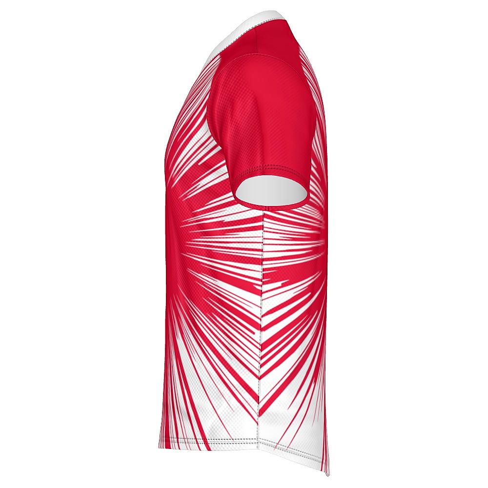 Red shirt with starburst design on a white background