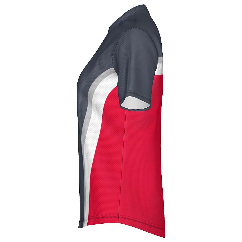 Grey shirt with white and red accents on a white background