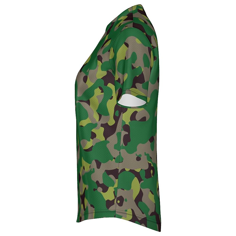 Shirt with green camouflage design on a white background