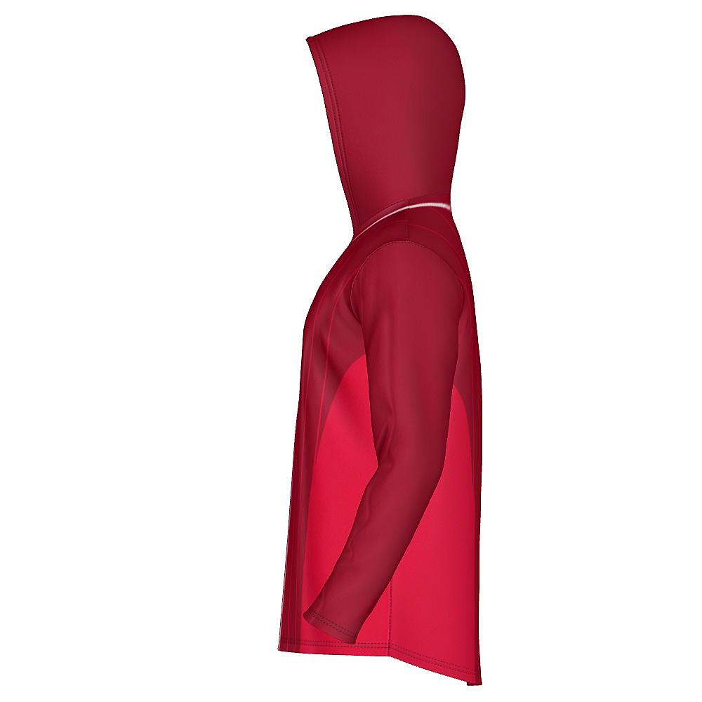 Red hoodie with pinstripe design on a white background