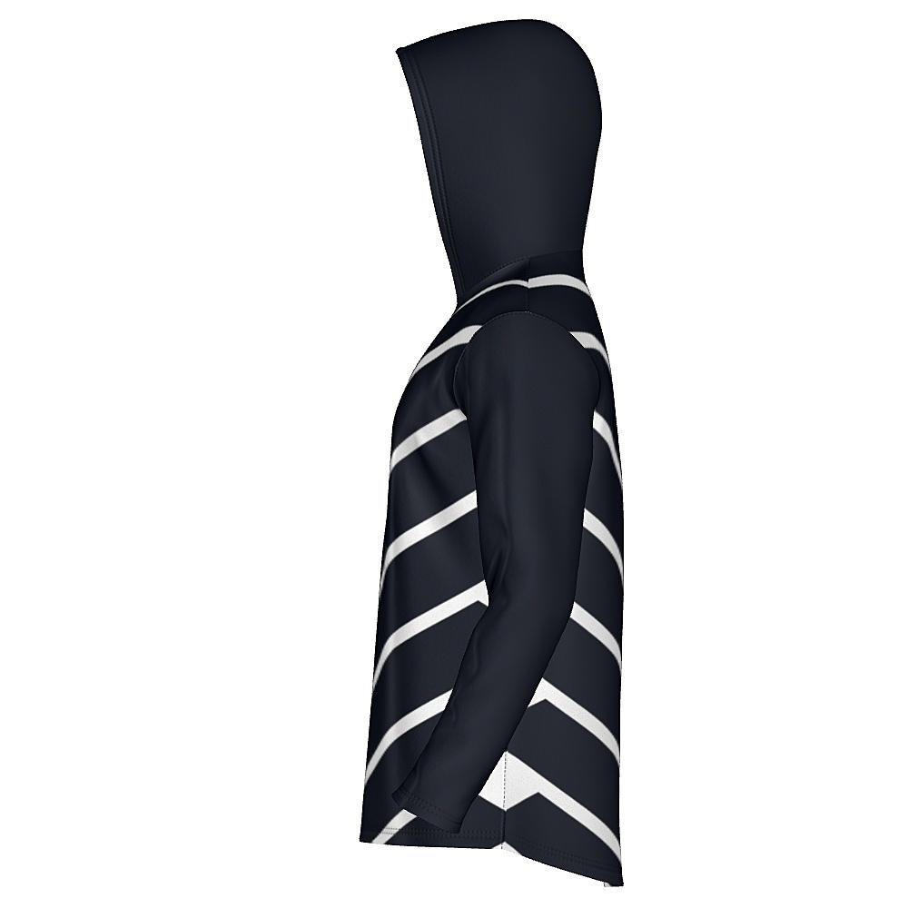 Black hoodie with white chevrons on a white background