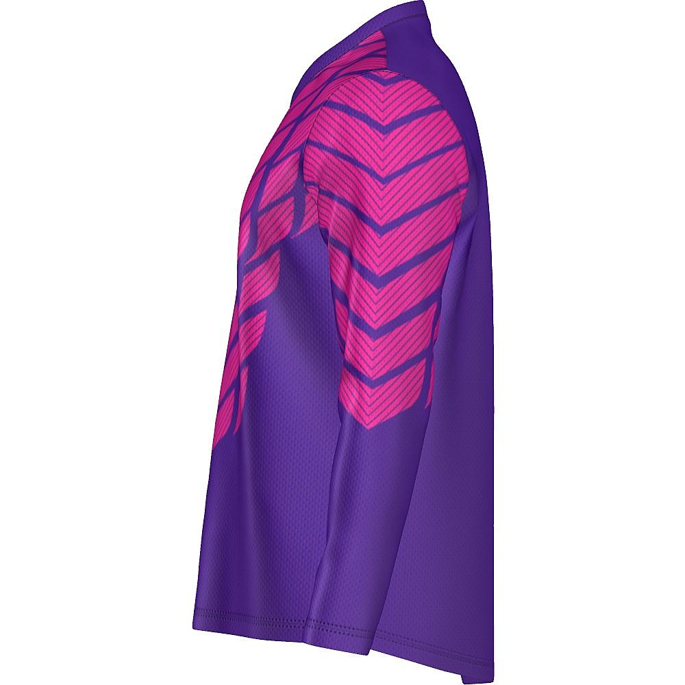 Pink and purple long-sleeve shirt with striped design on a white background