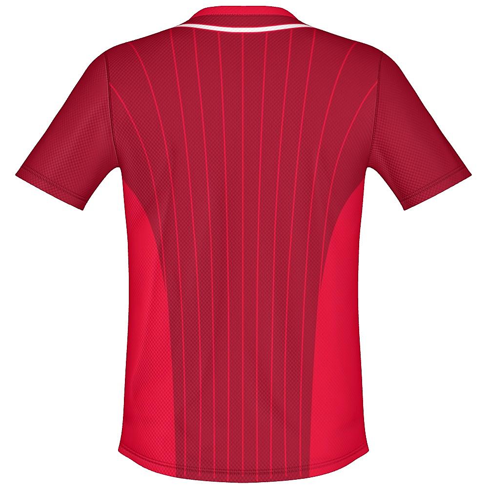 Red shirt with pinstripe design on a white background