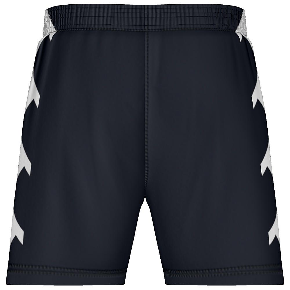 Black shorts with white diamond pattern on sides, on a white background