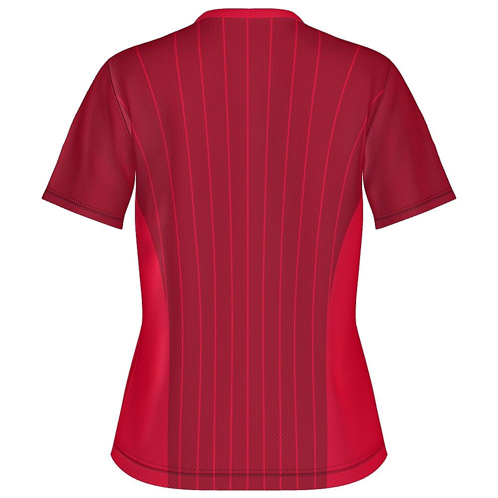 Red shirt with pinstripe design on a white background