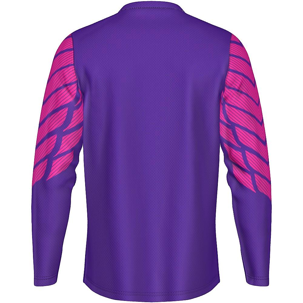 Pink and purple long-sleeve shirt with striped design on a white background