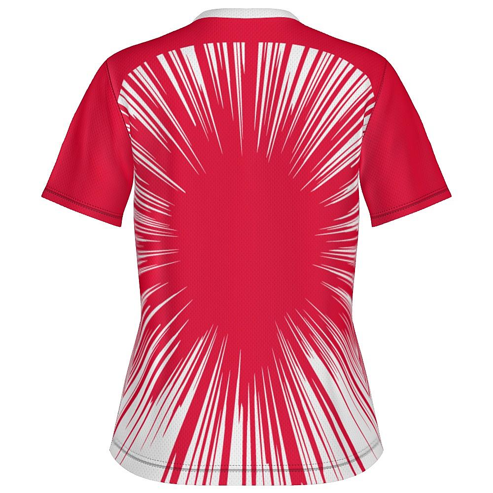 Red shirt with starburst design on a white background