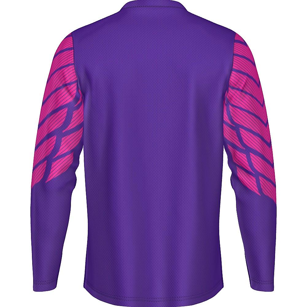 Pink and purple long-sleeve shirt with striped design on a white background